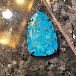 Kendra Scott Custom Sandra Bronze Veined Turquoise in Rhodium Plated Read Pls